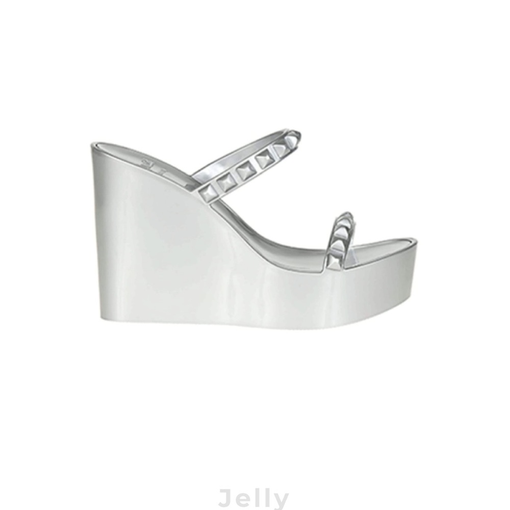 Elegant Silver Wedge Sandals